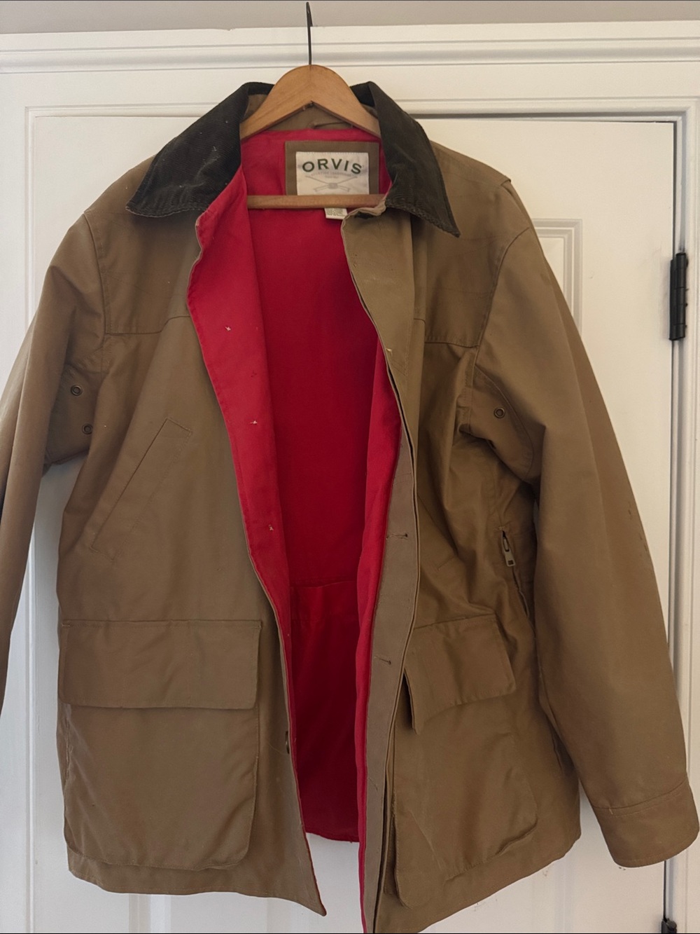 Orvis Brown Field Jacket with Red Lining